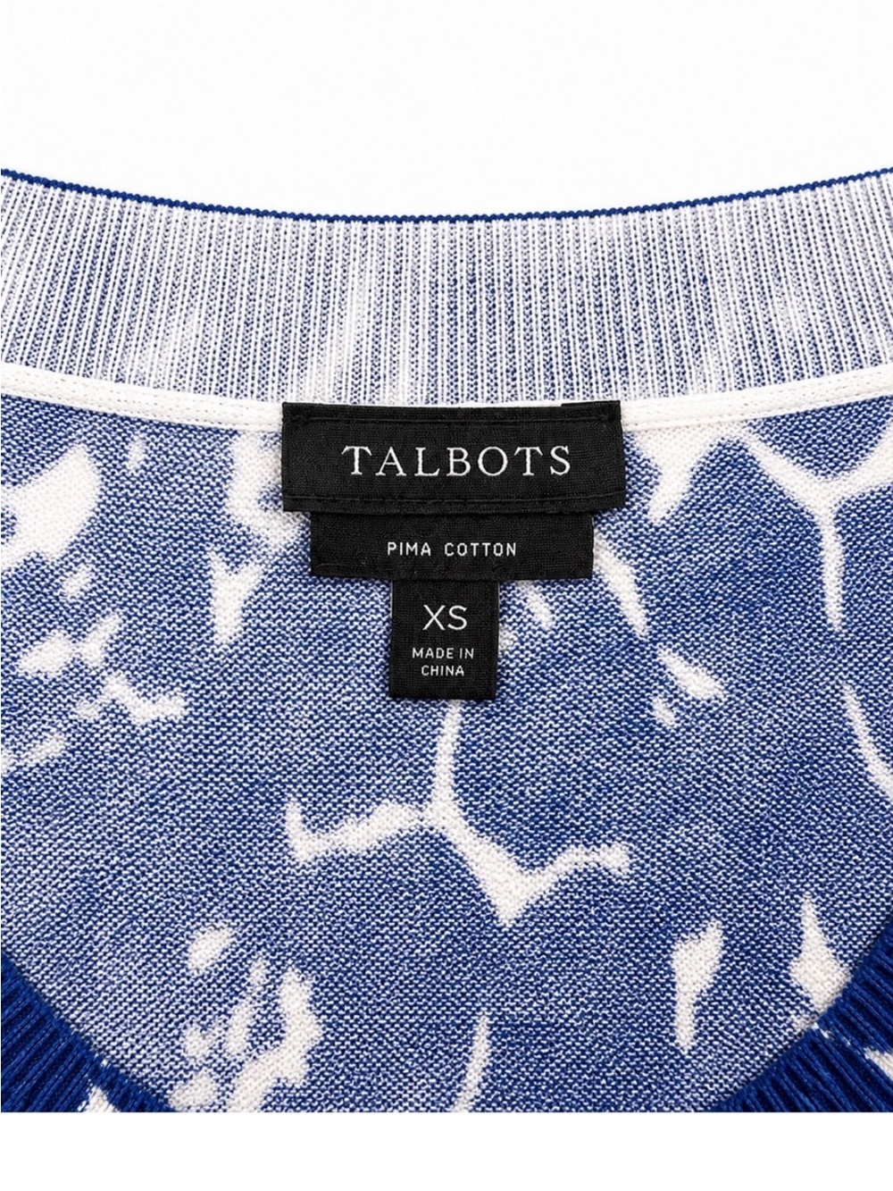 Talbots Navy & White Floral Cardigan Sweater Coastal Hamptons Chic - Picture 5 of 6